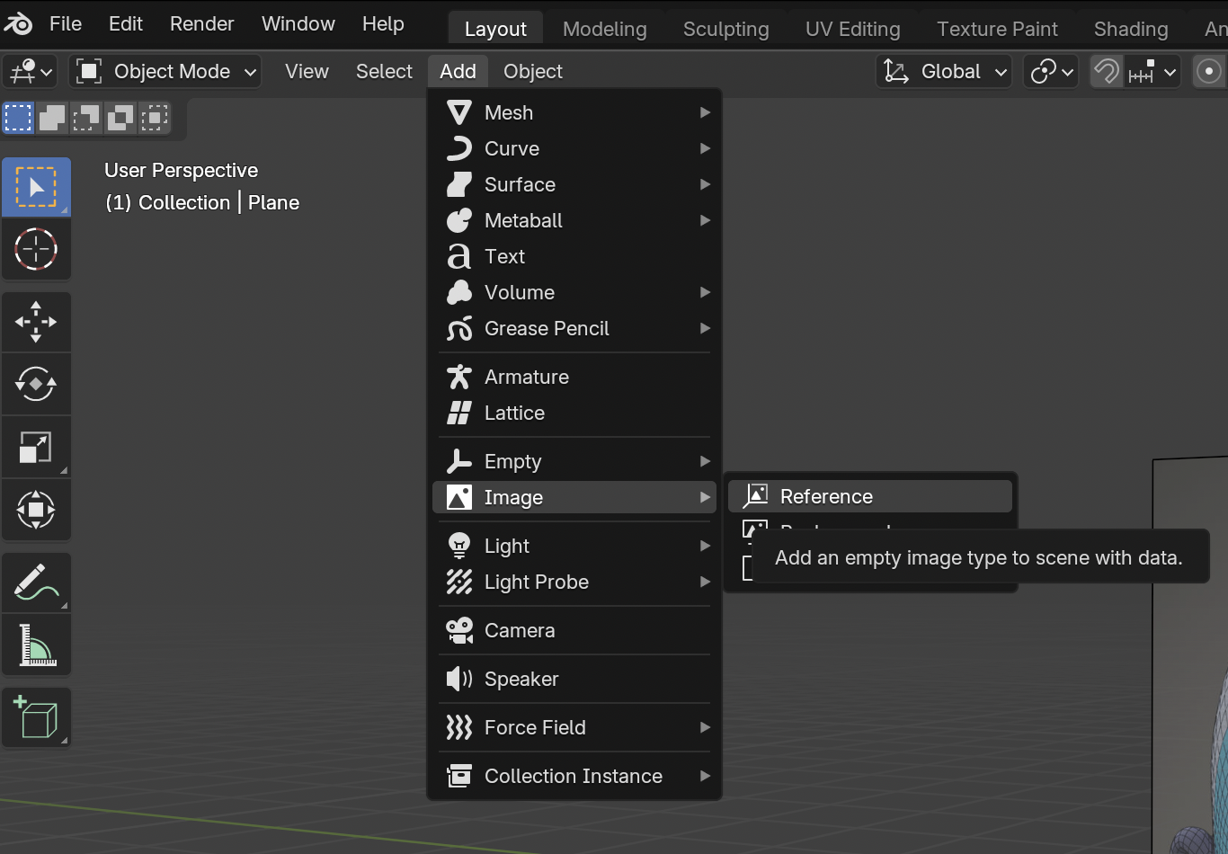 Referenceの選択画面