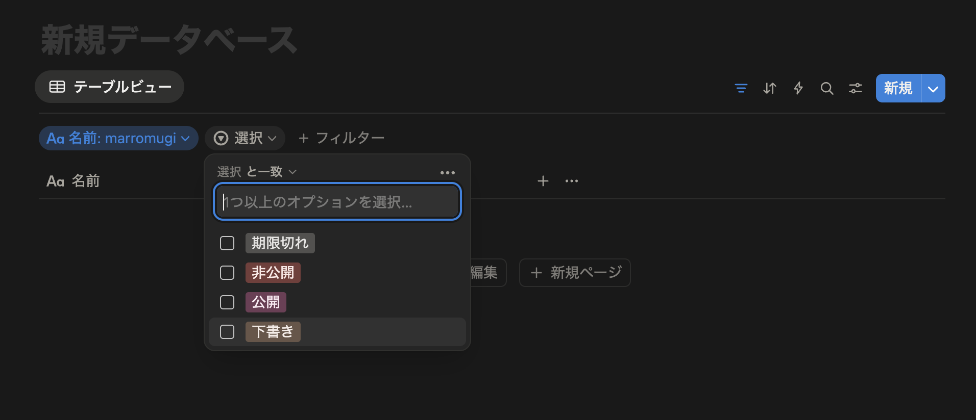 Notion フィルタープレビュー
